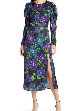 🔖NWT Adelyn Rae Erin Floral Print Lattice Back Long Sleeve Maxi Dress XL